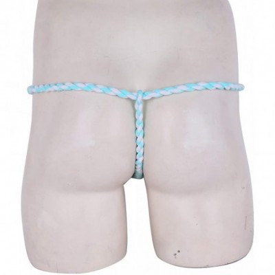 G-Strings & Thongs Men's Soft Cotton Bulge Pouch Bikini Sumo Wrestling G-String Thongs Underwear T-Back - Light Blue - CP19D8...