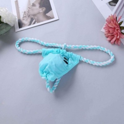 G-Strings & Thongs Men's Soft Cotton Bulge Pouch Bikini Sumo Wrestling G-String Thongs Underwear T-Back - Light Blue - CP19D8...