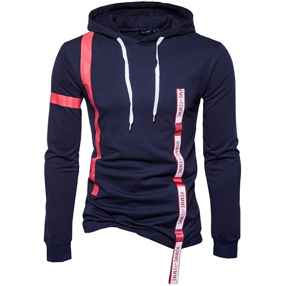 Thermal Underwear Men's Hooded Sweatshirt-Long Sleeve Solid Hoodie Top Casual Pullover Outwear - 1-navy - CJ18LGWLZLK