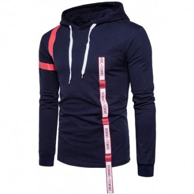 Thermal Underwear Men's Hooded Sweatshirt-Long Sleeve Solid Hoodie Top Casual Pullover Outwear - 1-navy - CJ18LGWLZLK