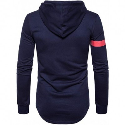 Thermal Underwear Men's Hooded Sweatshirt-Long Sleeve Solid Hoodie Top Casual Pullover Outwear - 1-navy - CJ18LGWLZLK