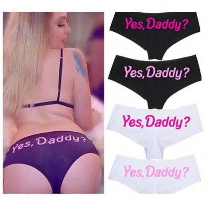 Panties Women Sexy Yes Daddy? Letter Printing Underpants Seamless Lingerie Briefs black+pink XL - CU18WZKLL78