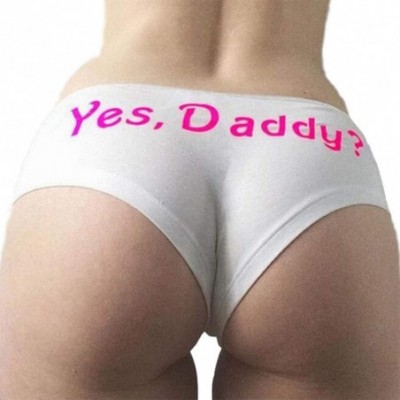 Panties Women Sexy Yes Daddy? Letter Printing Underpants Seamless Lingerie Briefs black+pink XL - CU18WZKLL78