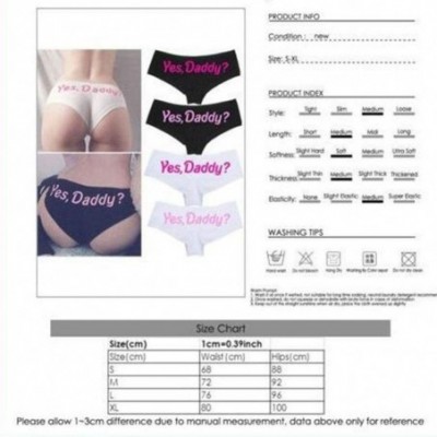 Panties Women Sexy Yes Daddy? Letter Printing Underpants Seamless Lingerie Briefs black+pink XL - CU18WZKLL78