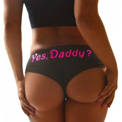 Panties Women Sexy Yes Daddy? Letter Printing Underpants Seamless Lingerie Briefs black+pink XL - CU18WZKLL78