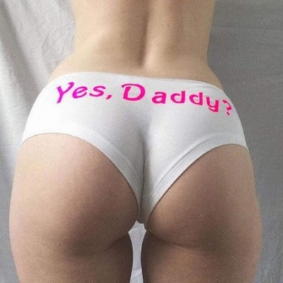 Panties Women Sexy Yes Daddy? Letter Printing Underpants Seamless Lingerie Briefs black+pink XL - CU18WZKLL78