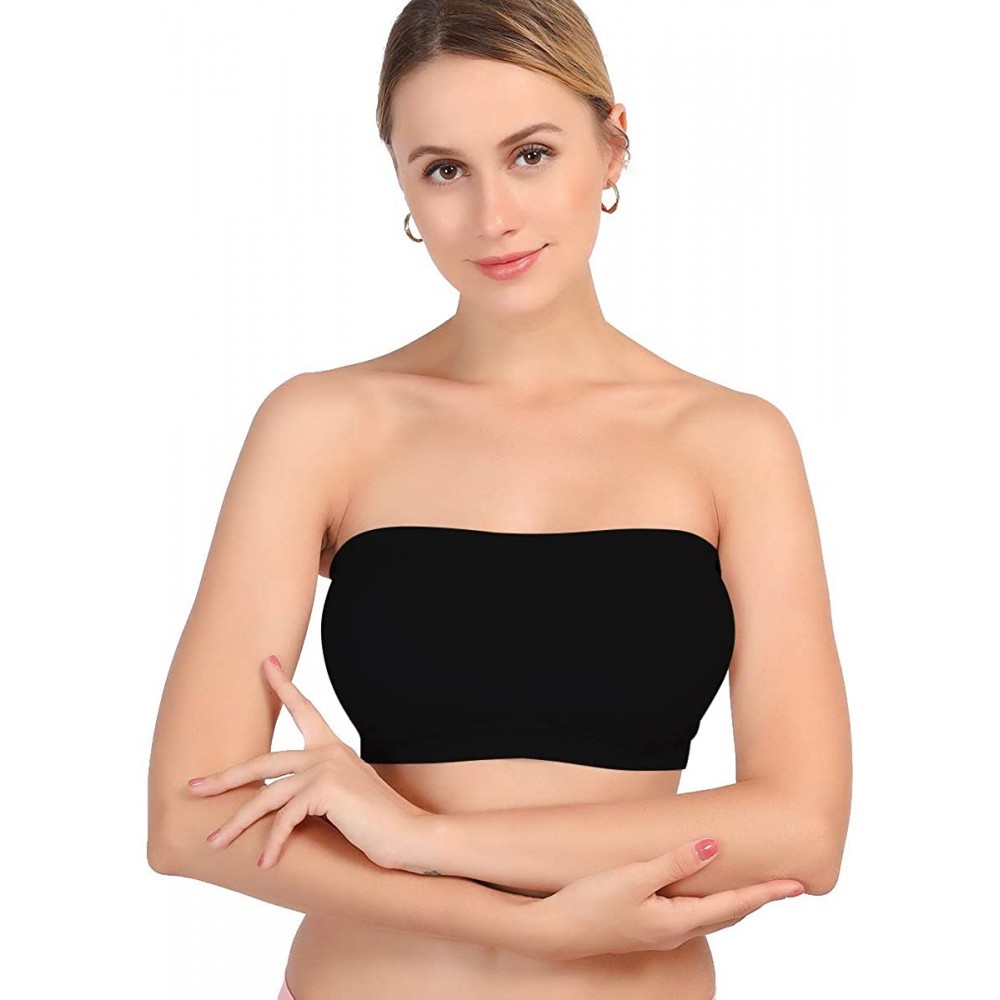 Bras Women Novelty Bras Strapless Tube Padded Soft Bras Bandeau Bra for Women 1 Pack(S-XL) - Black - CP18RXXR608