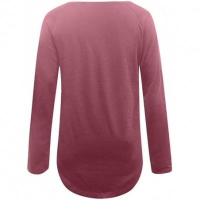 Thermal Underwear Women's Fall Long Sleeve Side Split Loose Casual Pullover Tunic Tops with Side Zipper - Pink - CZ1933W8S50