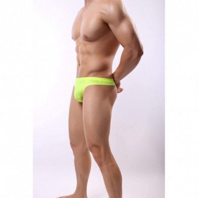 G-Strings & Thongs Men's Seamless Underwear Invisible No Show Thong Briefs PU17 - Yellow Thong - CU18A20LK0T