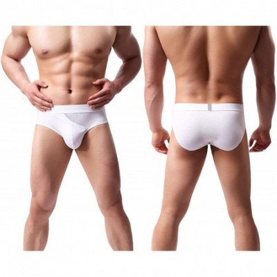 Briefs Men's Novelty Fly Briefs Cotton Stretch Bikini Underwear Seamless Low Rise - 6-pack - C218RYOG6W2