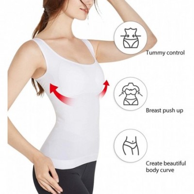 Shapewear Women's Shapewear Tank Top Seamless Padded Slimming Compression Tummy Control Vest Top Cami Shaper - White - C018ZG...