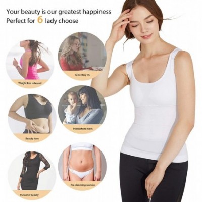 Shapewear Women's Shapewear Tank Top Seamless Padded Slimming Compression Tummy Control Vest Top Cami Shaper - White - C018ZG...