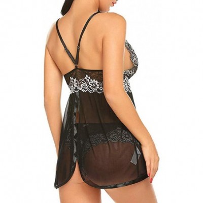 Sets Sexy Lingerie for Women for Sex Plus Size Fashion Sexy Underwear Lingerie Hollow Out Fishnet Sleepwear Nightdress Black ...