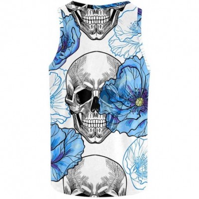 Undershirts Men's Muscle Gym Workout Training Sleeveless Tank Top Skull with Birds - Multi10 - C519DLO89GX