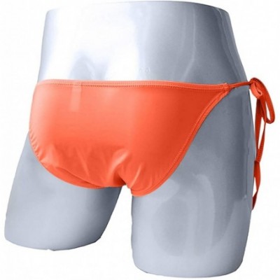 Bikinis Sexy Mens Lingerie Briefs Jockstraps- One Piece Thong Bikini Front Hole Underwear G-String Underpants - Orange - C119...