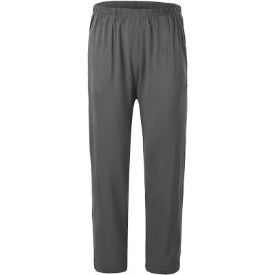 Sleep Bottoms Men's Pajama Pants Pockets Modal PJ Pajama Bottoms Sleepwear Homewear Lounge Pants - Dark Grey - CR199O6TGQE