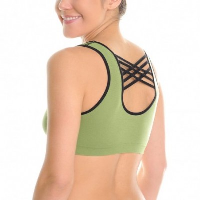 Bras Seamless Sports Bra with Strappy Back (3-Pack) - CX18H4LHT55