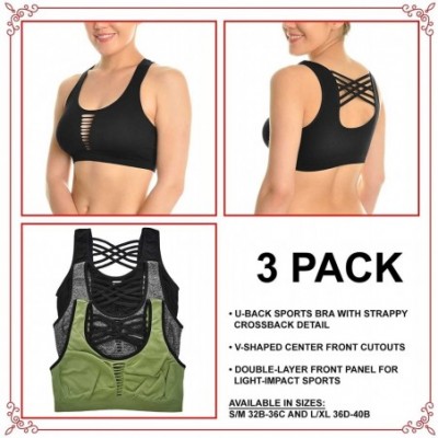 Bras Seamless Sports Bra with Strappy Back (3-Pack) - CX18H4LHT55