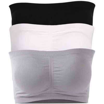 Camisoles & Tanks Women's Padded Bandeau Bra- Strapless Basic Layer Tube Top 1-4 Packs - 3 Pack-grey+black+white - CY18RRM4E8W