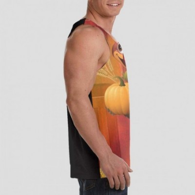 Undershirts Men's Fashion Sleeveless Shirt- Summer Tank Tops- Athletic Undershirt - Thanksgiving Funny Turkey Pumpkin - CM19D...