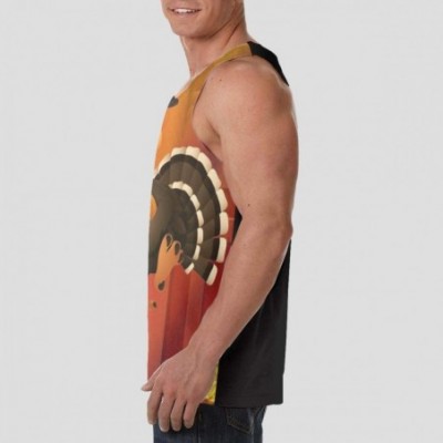 Undershirts Men's Fashion Sleeveless Shirt- Summer Tank Tops- Athletic Undershirt - Thanksgiving Funny Turkey Pumpkin - CM19D...