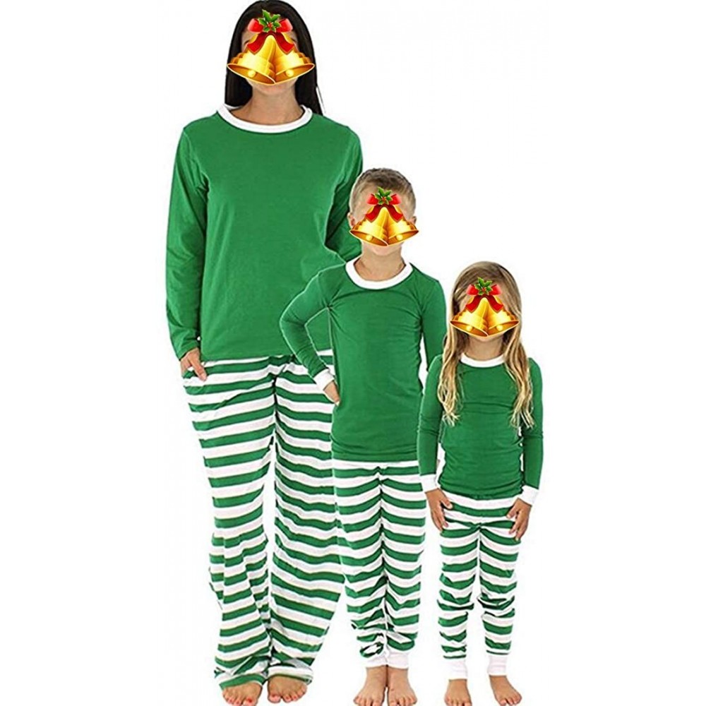 Sleep Sets Family Matching Pajamas Soft Cotton Green Tops and Striped Leggings - Father - CH18Z2CZDDU