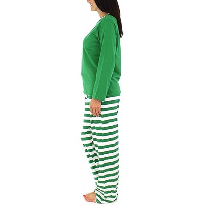 Sleep Sets Family Matching Pajamas Soft Cotton Green Tops and Striped Leggings - Father - CH18Z2CZDDU