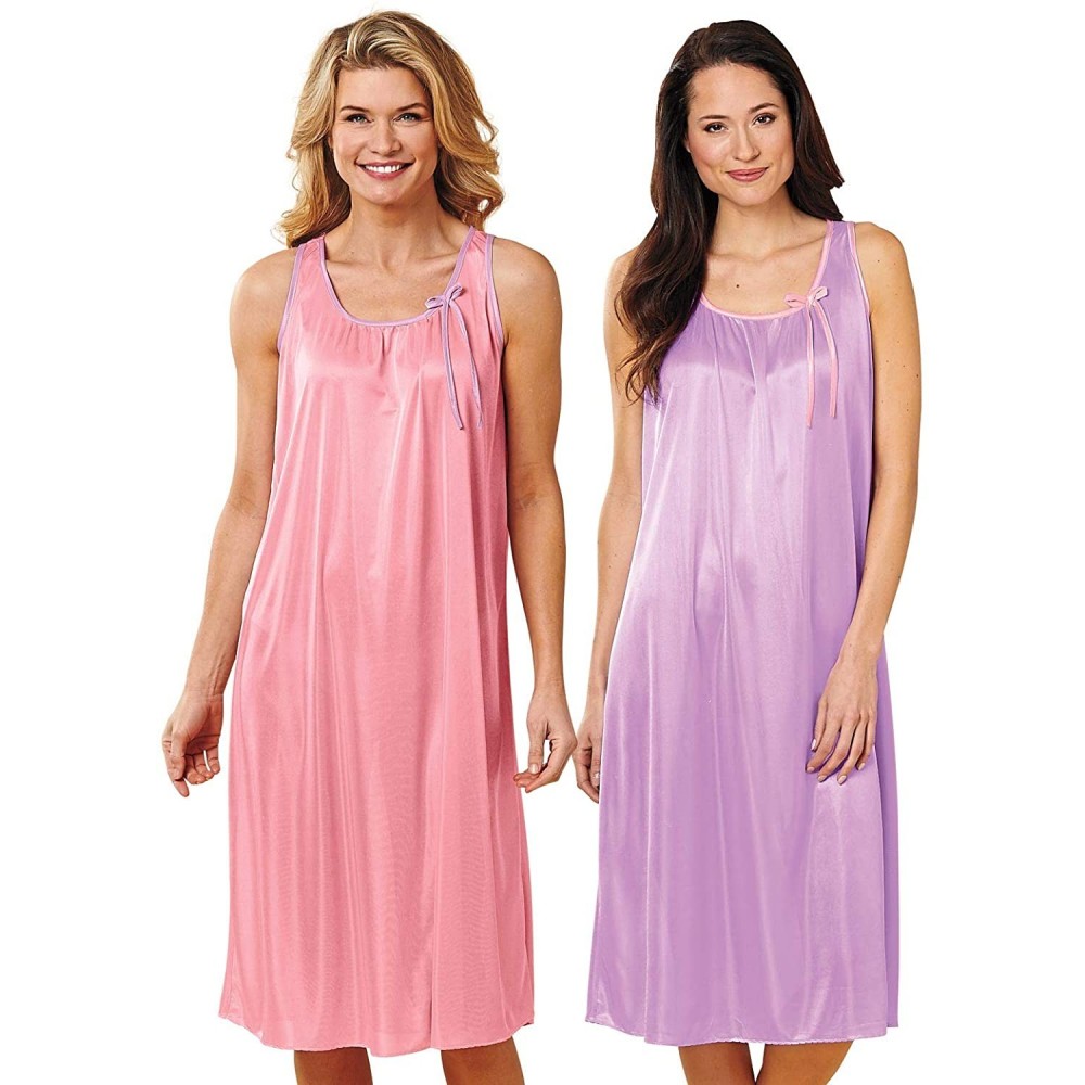 Nightgowns & Sleepshirts 2-Pack Sleeveless Nightgowns - Rose/Purple - CH18Q798S5Y