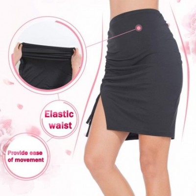 Slips Half Slips for Women Short Mini Skirt for Under Dresses Sexy Bodycon Side Slit - Black - CK18T28I3SM