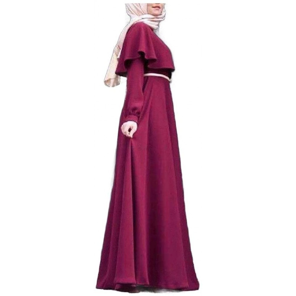 Robes Womens Muslim Islamic Long Maxi Beach Dress Plus-Size Muslim Abaya - Purple - CF19DCUI4LA