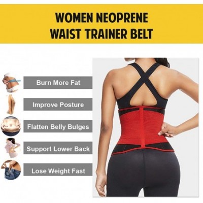 Shapewear Women's Neoprene Waist Trainer Weight Loss Tummy Control Trimmer Belt Sport Girdle Waist Cincher with Zipper - Red-...