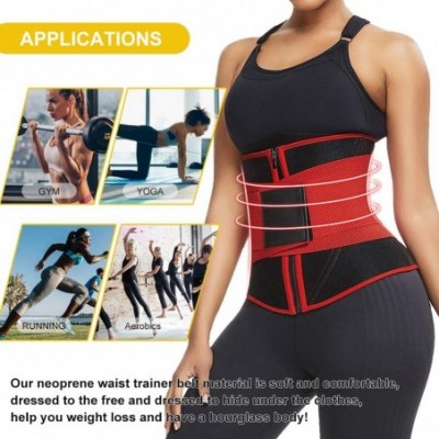 Shapewear Women's Neoprene Waist Trainer Weight Loss Tummy Control Trimmer Belt Sport Girdle Waist Cincher with Zipper - Red-...