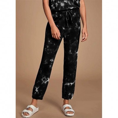 Sets Womens Long Sleeve Tie Dye Printed Tops and Pants Trouser Long Pajamas Set Joggers PJ Sets Nightwear Loungewear Black 2 ...