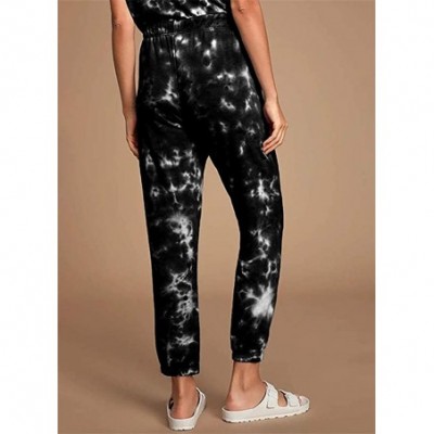 Sets Womens Long Sleeve Tie Dye Printed Tops and Pants Trouser Long Pajamas Set Joggers PJ Sets Nightwear Loungewear Black 2 ...