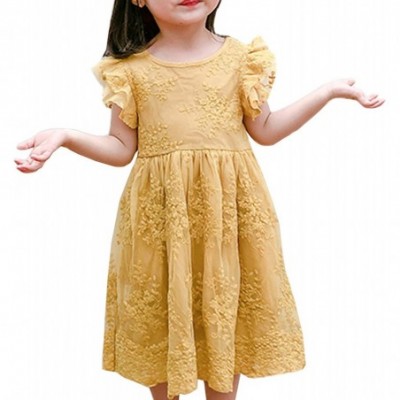 Slips Flower Girls Dresses Toddler Princess Wedding Party Dress - 3 Yellow - CO18S67MQ7M