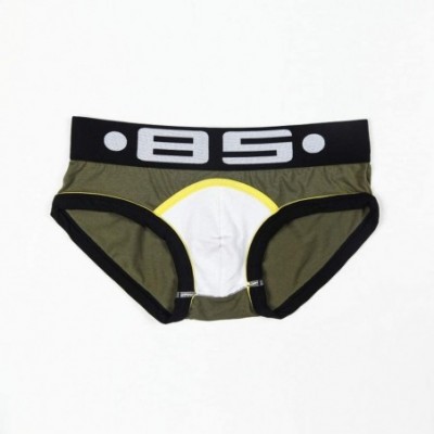 Briefs Men's 4-Pack Cotton Briefs Underwear - Black/Navy/Green/Yellow - CJ19DDY2ISQ