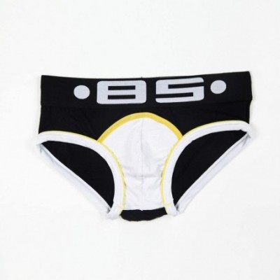 Briefs Men's 4-Pack Cotton Briefs Underwear - Black/Navy/Green/Yellow - CJ19DDY2ISQ