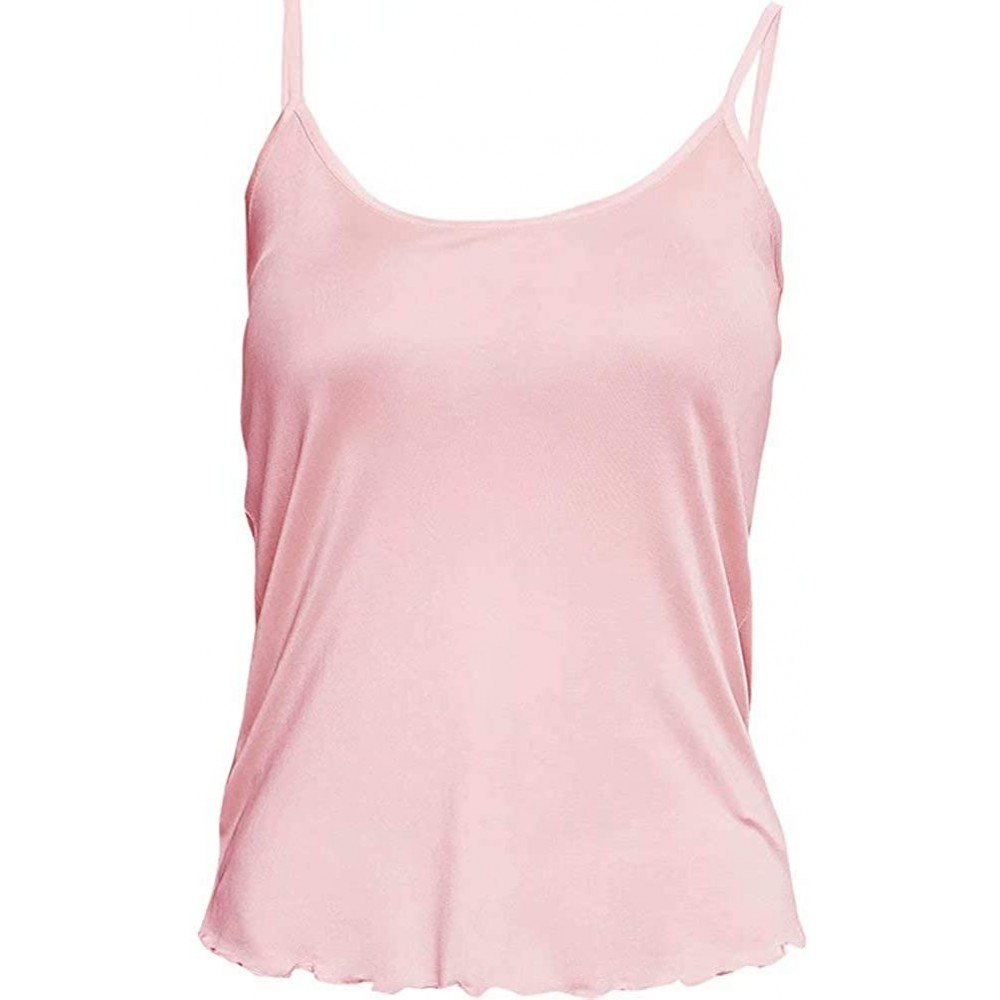 Camisoles & Tanks Womens Mulberry Tank Top Sleeveless Camisole Crow Neck Shirts Blouse - Cami-pink - CL18S2TELIU