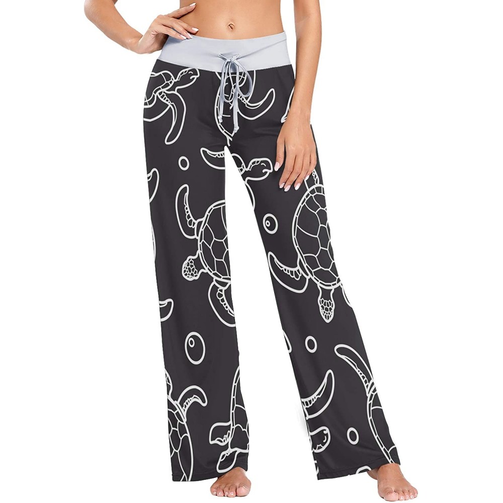 Bottoms Women's Pajama Lounge Pants Seashell Casual Stretch Bottoms Pants Wide Leg - Colorful 9 - CJ1987W2MUH