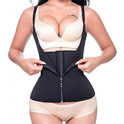 Shapewear Women Waist Trainer Corset Zipper Vest Body Shaper Cincher Tank Top with Adjustable Straps - Black - C818WKIN0S0