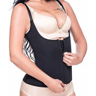 Shapewear Women Waist Trainer Corset Zipper Vest Body Shaper Cincher Tank Top with Adjustable Straps - Black - C818WKIN0S0