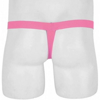 G-Strings & Thongs Mens Sexy Open Pouch Hole O Ring T-Back Jockstrap G-String Thongs Underwear - Rose Pink - C318R3IUO42