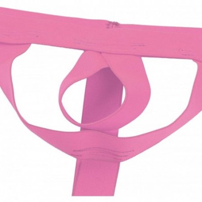 G-Strings & Thongs Mens Sexy Open Pouch Hole O Ring T-Back Jockstrap G-String Thongs Underwear - Rose Pink - C318R3IUO42