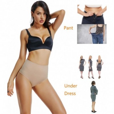 Panties Women's Tummy Control Thong Shapewear High Waist Body Shaper Thongs Underwear - Nude-1 - CF18KNCM4LX