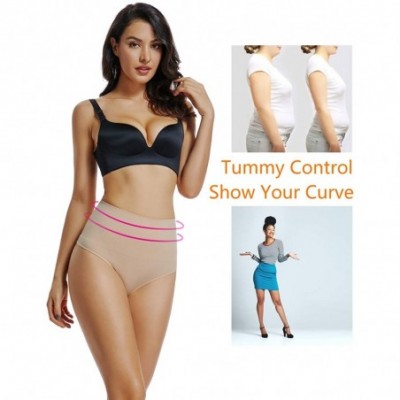 Panties Women's Tummy Control Thong Shapewear High Waist Body Shaper Thongs Underwear - Nude-1 - CF18KNCM4LX