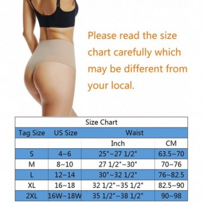 Panties Women's Tummy Control Thong Shapewear High Waist Body Shaper Thongs Underwear - Nude-1 - CF18KNCM4LX