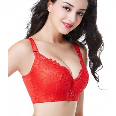 Bras Women Plus Size Sexy Lace Bra Underwire Push Up Thin Soft Minimizer Bra - Style 1/Red - CB185LGGUNA