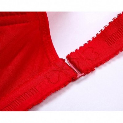 Bras Women Plus Size Sexy Lace Bra Underwire Push Up Thin Soft Minimizer Bra - Style 1/Red - CB185LGGUNA