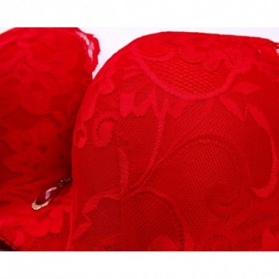 Bras Women Plus Size Sexy Lace Bra Underwire Push Up Thin Soft Minimizer Bra - Style 1/Red - CB185LGGUNA