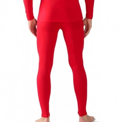 Thermal Underwear Men's Thin Thermal Underwear Long John Set Stretch Elastic Base Layer Top and Bottom - Red - CU1920K456T